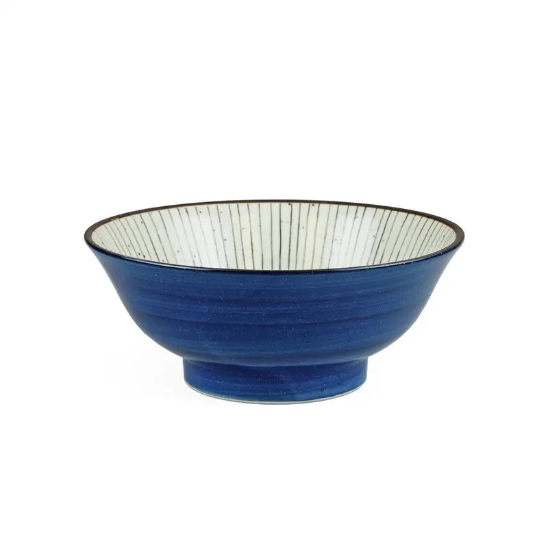 Tokusa Blue-Lined Ramen Noodle Bowl – 48 Oz, 8.5-Inch Diameter 1