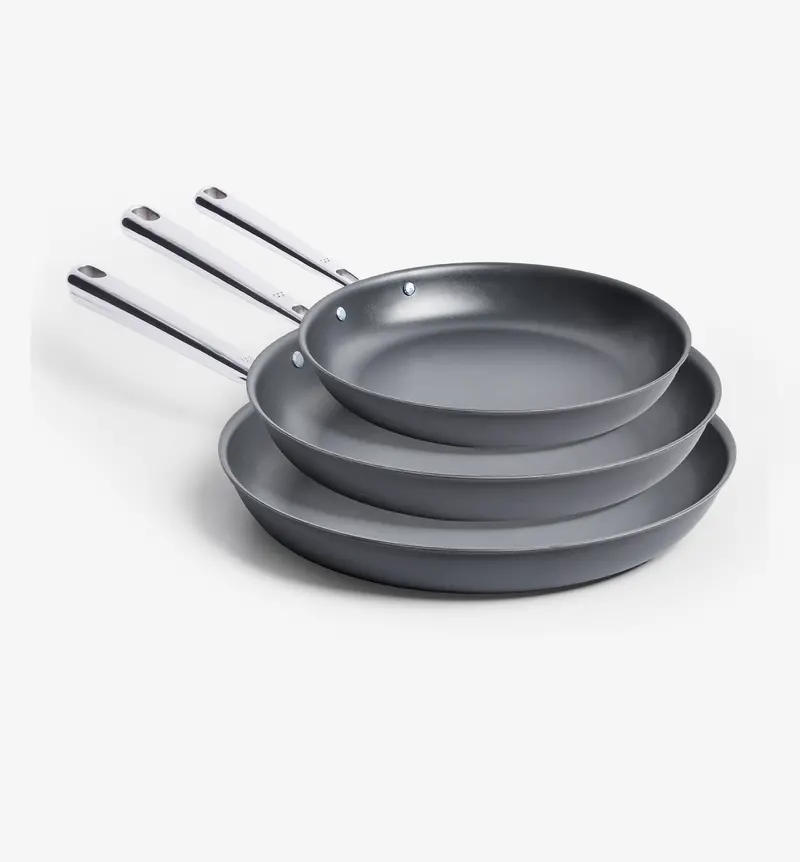 Tri-Size Pre-Seasoned Carbon Steel Frying Pan Set – 8", 10", 12" Cast-Style Skillets 1
