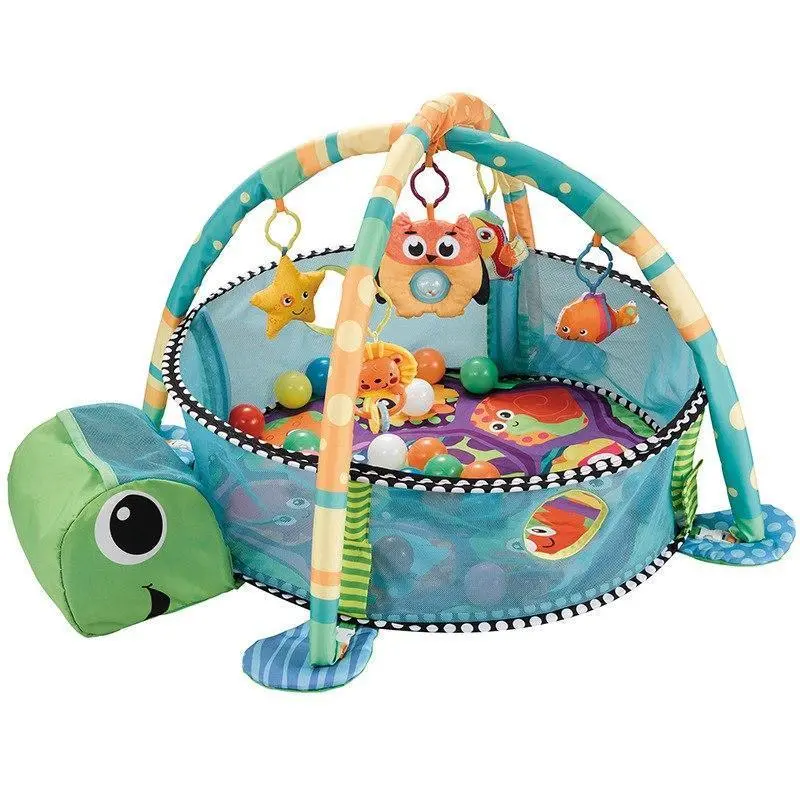 Turtle-Themed Activity Gym With Integrated Ball Pit For Infants 1
