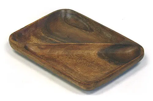 Two-Compartment Organic Acacia Serving Tray – 11.25-Inch Mountain Woods Brown Style 1