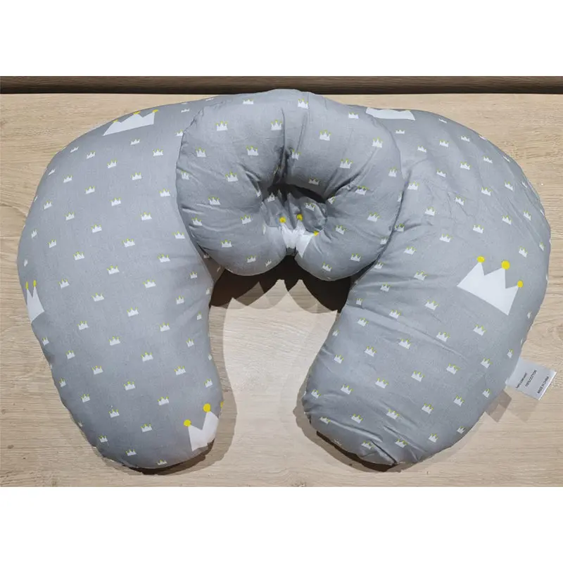 U-Shaped Nursing Pillow In Grey Castles Print – Supportive Feeding & Tummy Time Aid 1
