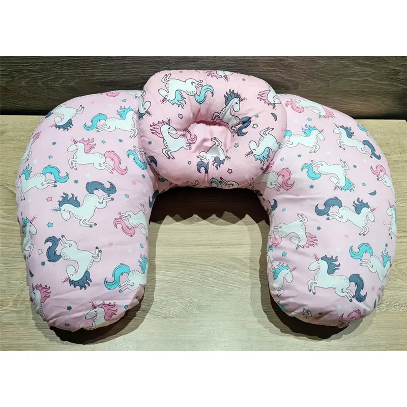 U-Shaped Nursing Pillow With Pink Unicorn Print – Supportive Feeding Aid 1