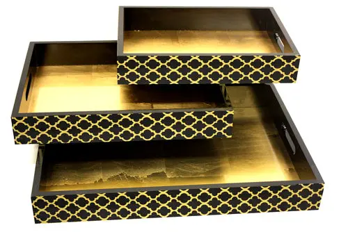 Victorian-Style Wooden Serving Tray Set (3-Pack) – 20 Inch 1