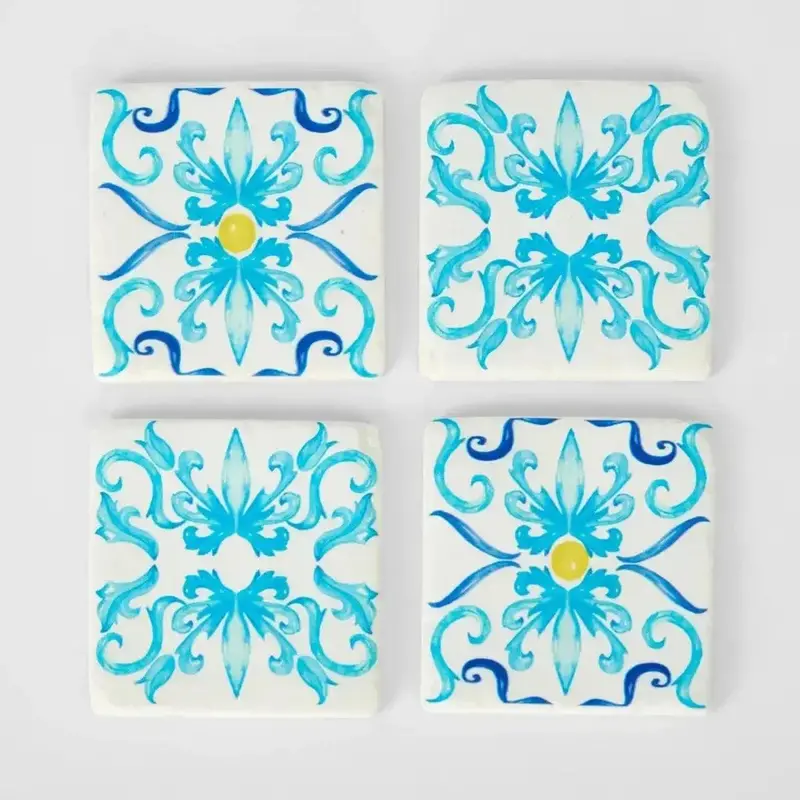 Vixen & Velvet La Dolce Vita Blue-Pattern Coasters – Set Of 4 1