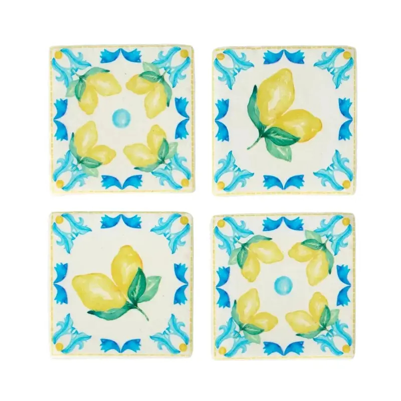 Vixen & Velvet La Dolce Vita Lemon-Print Coasters – Set Of 4 1