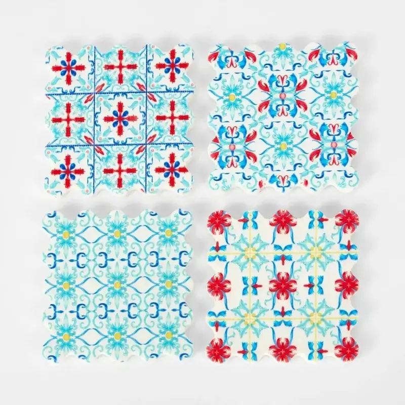 Vixen & Velvet La Dolce Vita Mixed-Pattern Coasters – Set Of 4 1