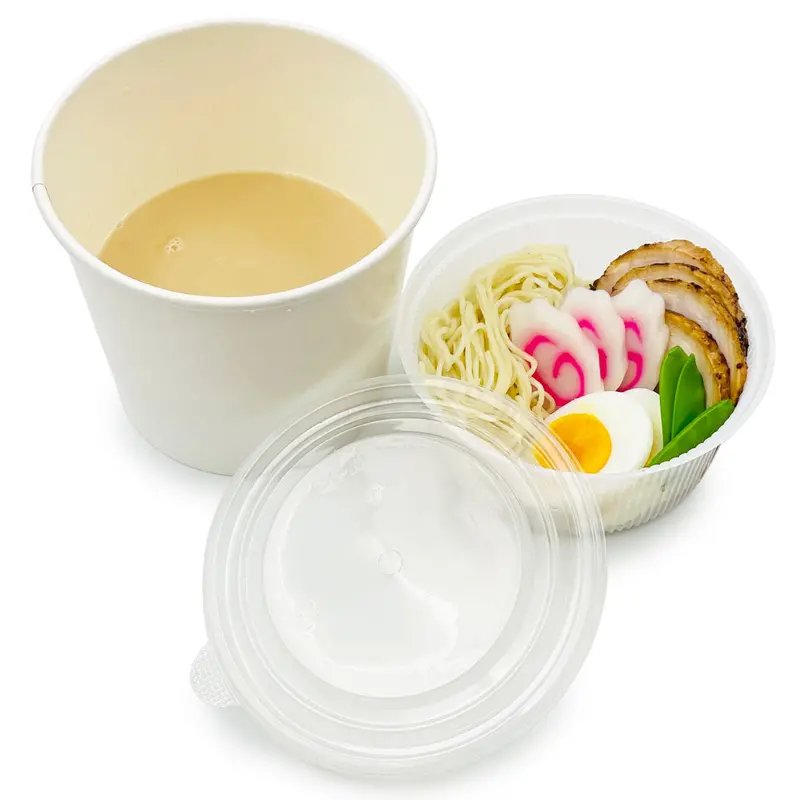 Waterproof White Paper Takeout Bowl With Lid & Inner Tray – 40 Oz, Pack Of 600 1