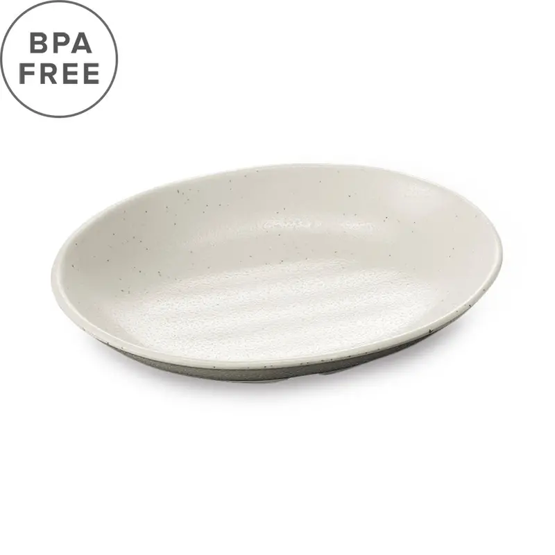 White Grain Melamine Oval Serving Plate – 8.8" × 6.5" 1