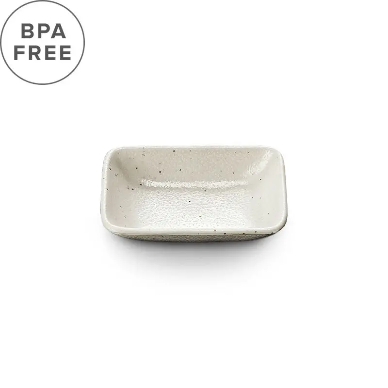 White Grainy Melamine Rectangular Condiment Dish – 3.9" × 2.6" 1
