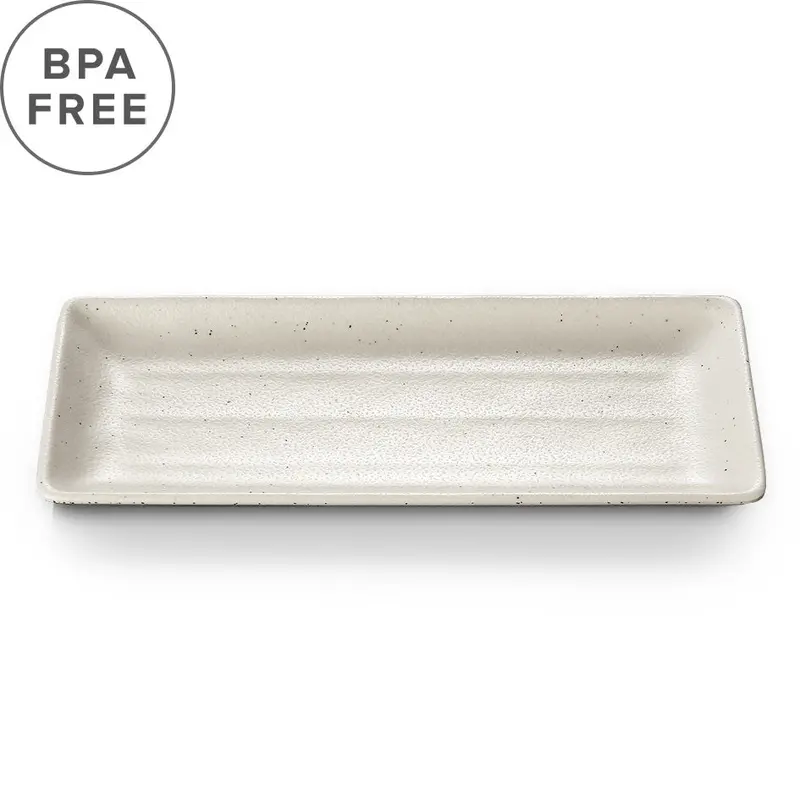 White Grainy Melamine Rectangular Serving Plate – 11.9" × 5" 1