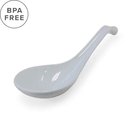 White Melamine Renge Ramen Spoon – Large, 6.5-Inch Durable Serving Utensil 1