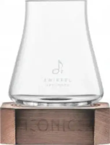 Wooden-Base Modern Tumbler – Sleek Iconics Bar Glass 1