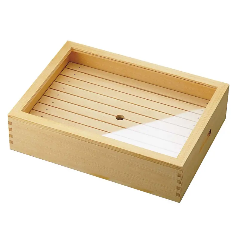 Wooden Sushi Neta Display Box With Clear Acrylic Lid – 15.4" X 11.4" 1