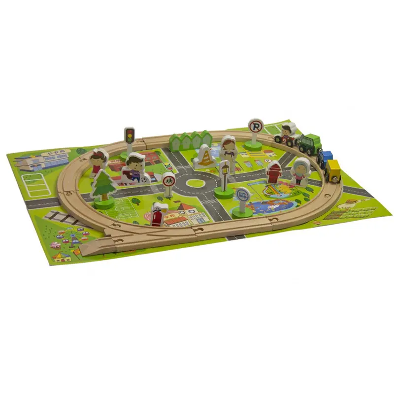 Wooden Train Set Featuring Steeple Architecture – 36-Piece Starter Collection 1