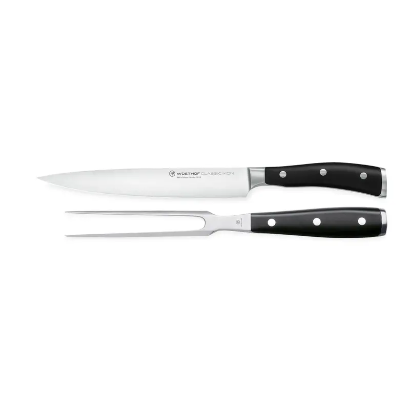 Wüsthof Classic Ikon Black 2-Piece Carving Set – Forged German Steel Knives 1