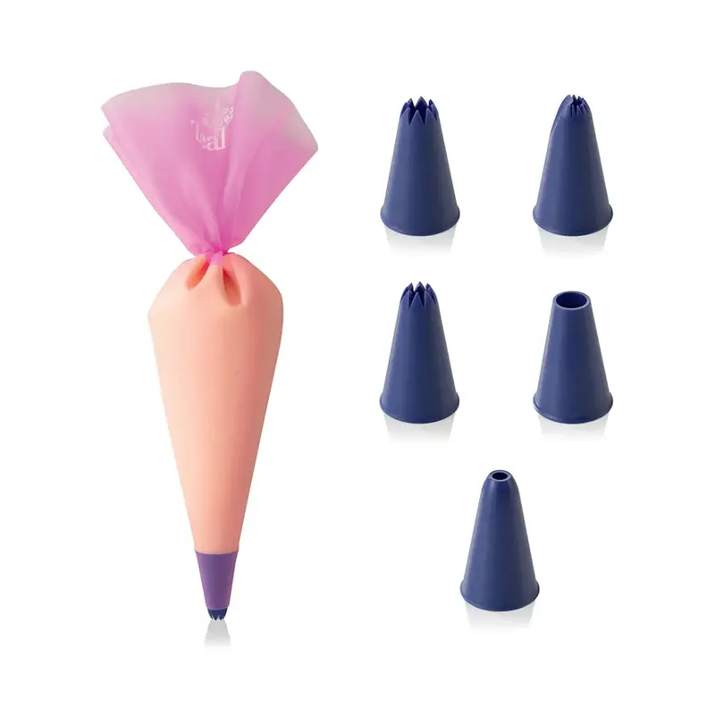 Zeal Silicone Baking Piping Set – Pink, 6-Piece Kit 1