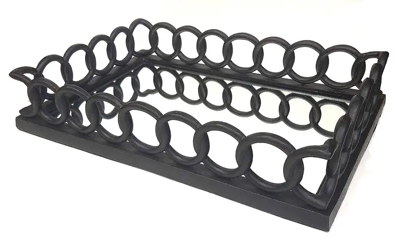 Zuccor French Bronze Ottoman Tray – Rectangular Design With Integrated Mirror, 24" 1