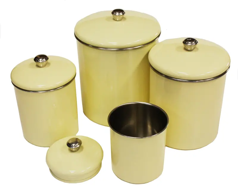Zuccor Set Of 4 Yellow Sand-Finish Stainless Steel Canisters – Airtight Storage With Modern Matte Texture 1