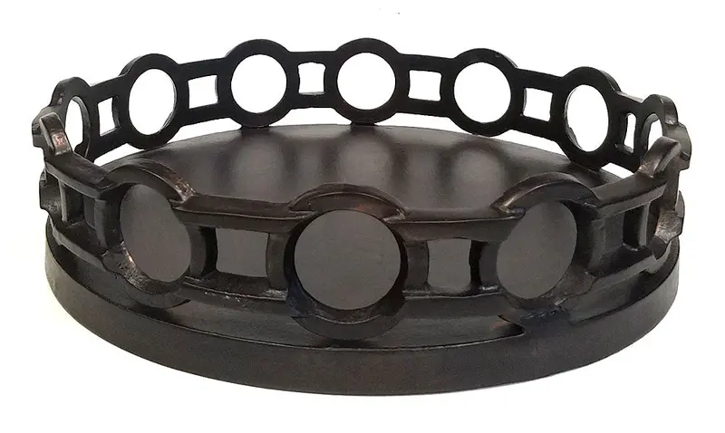 Zuccor Veria Round Serving Tray – Bronze-Finished Metal, 15.75" Diameter 1